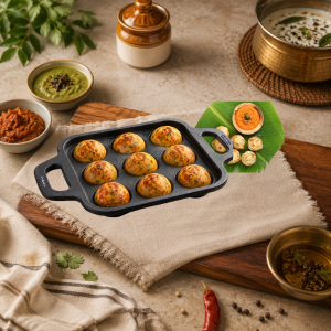 NDuraa Cast Iron Pre seasoned Paniyaram Pan (9 Pits)