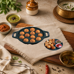NDuraa Cast Iron Pre seasoned Paniyaram Pan (12 Pits)